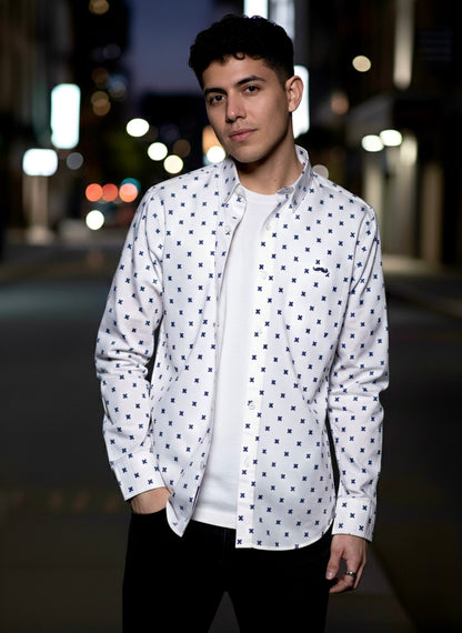 Camisa slim fit - Blanco estampado