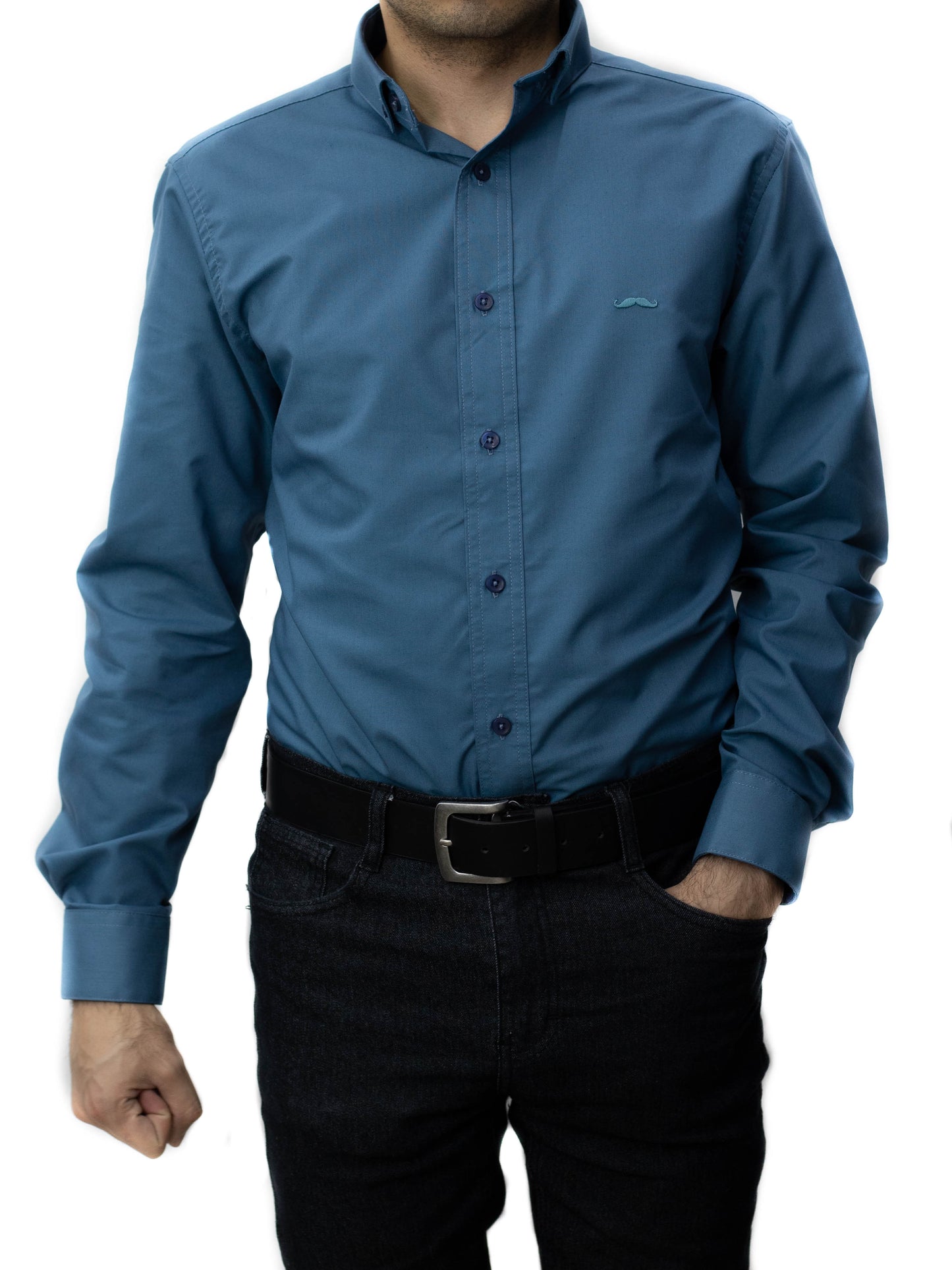 Camisa slim fit - Azul Índigo