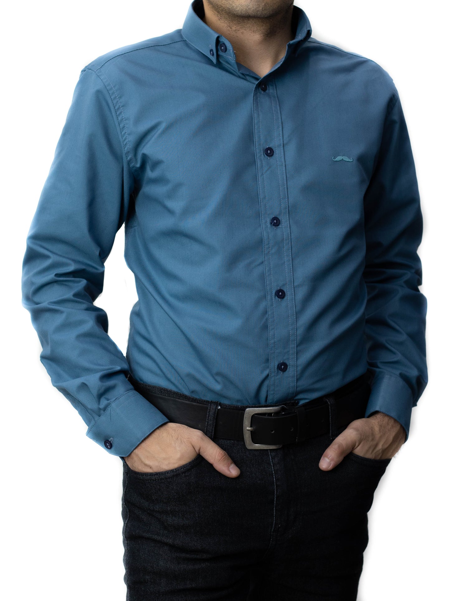 Camisa slim fit - Azul Índigo