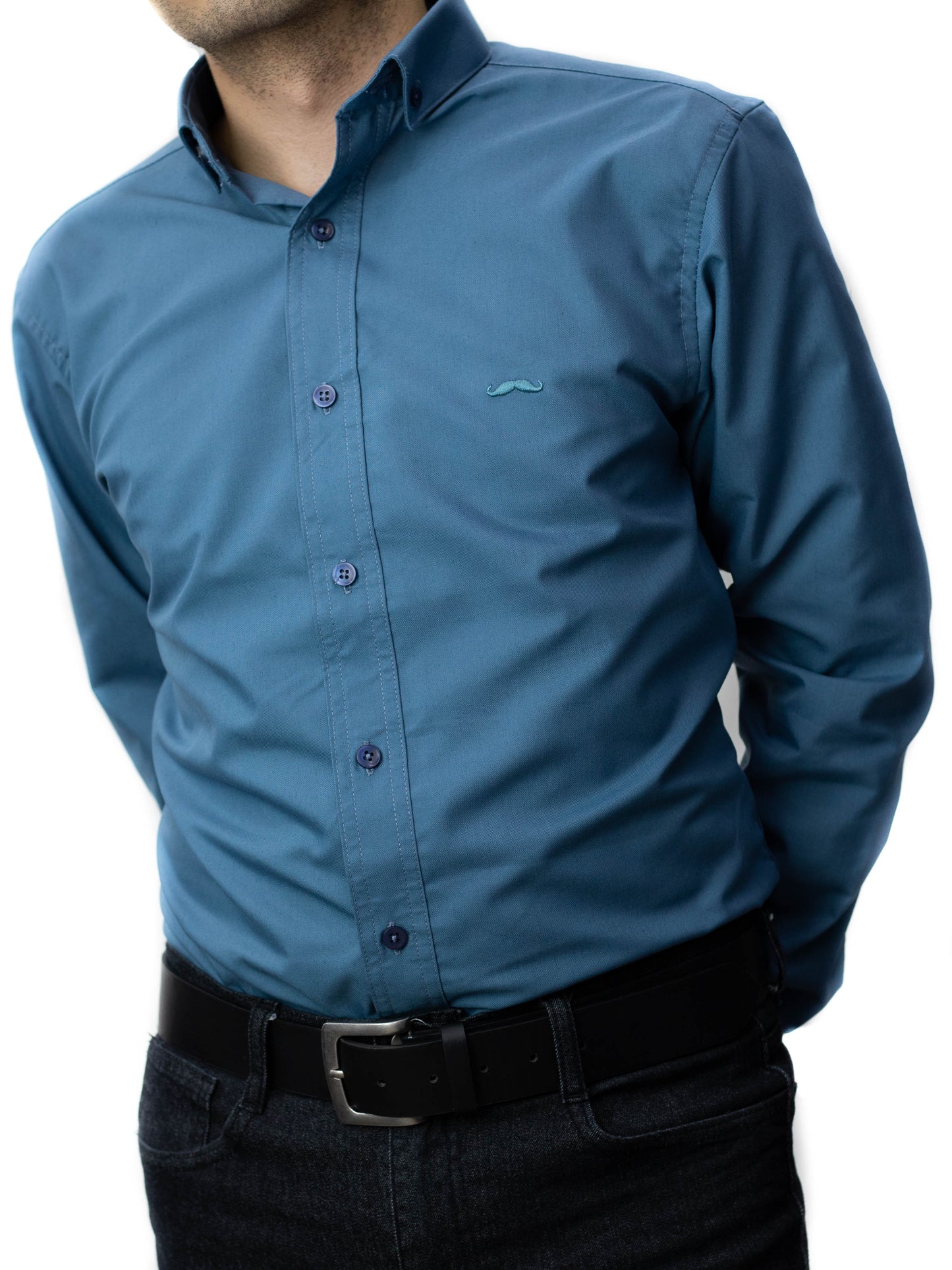 Camisa slim fit - Azul Índigo