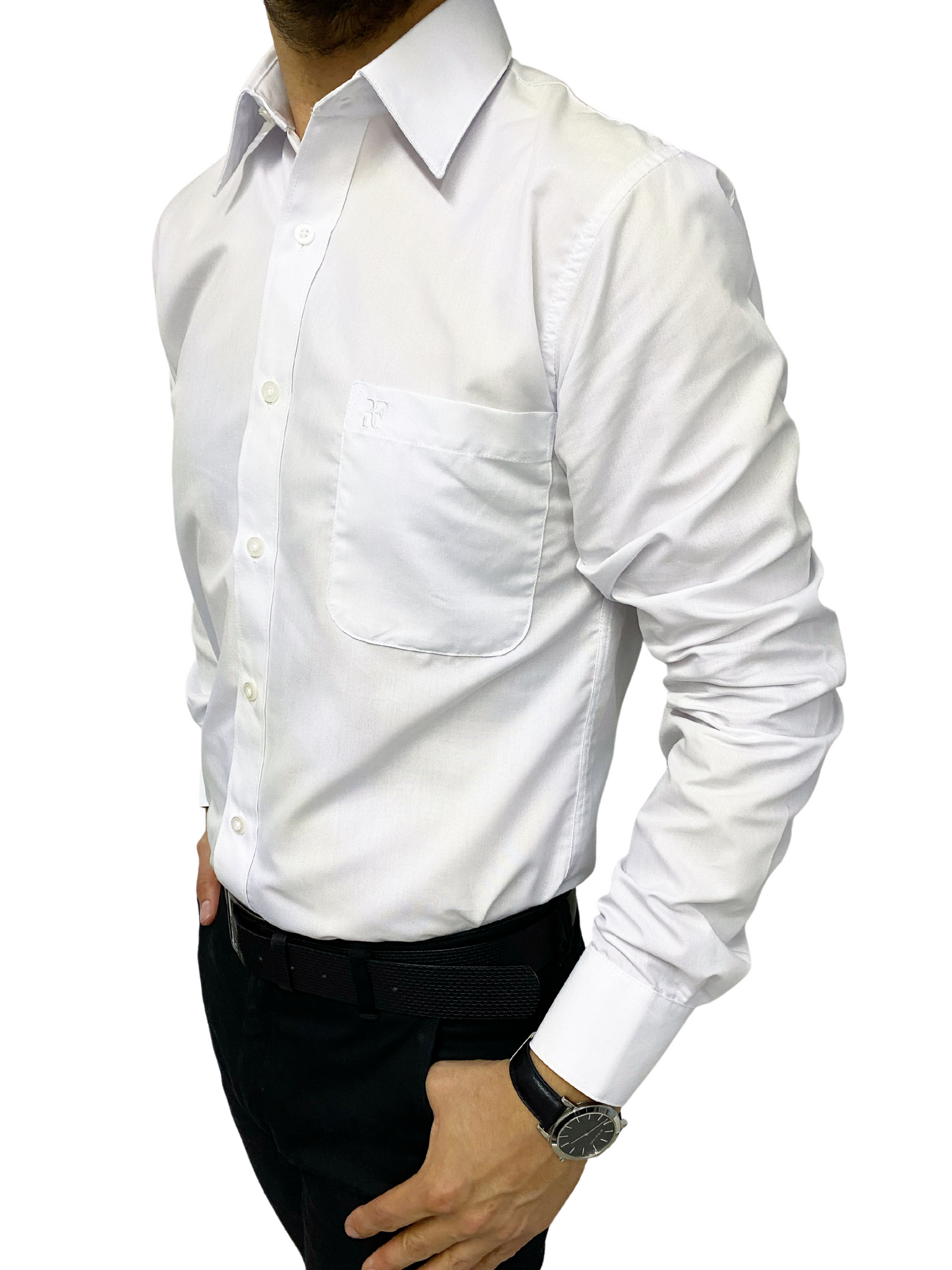 Camisa corte regular - Blanco liso