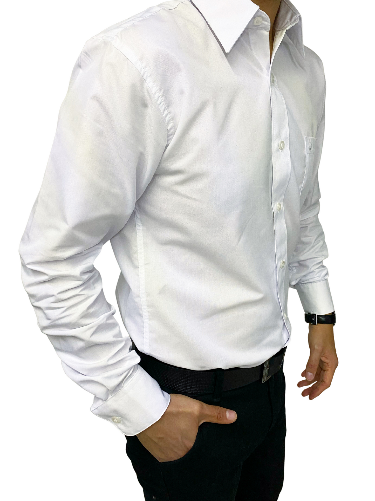 Camisa corte regular - Blanco liso