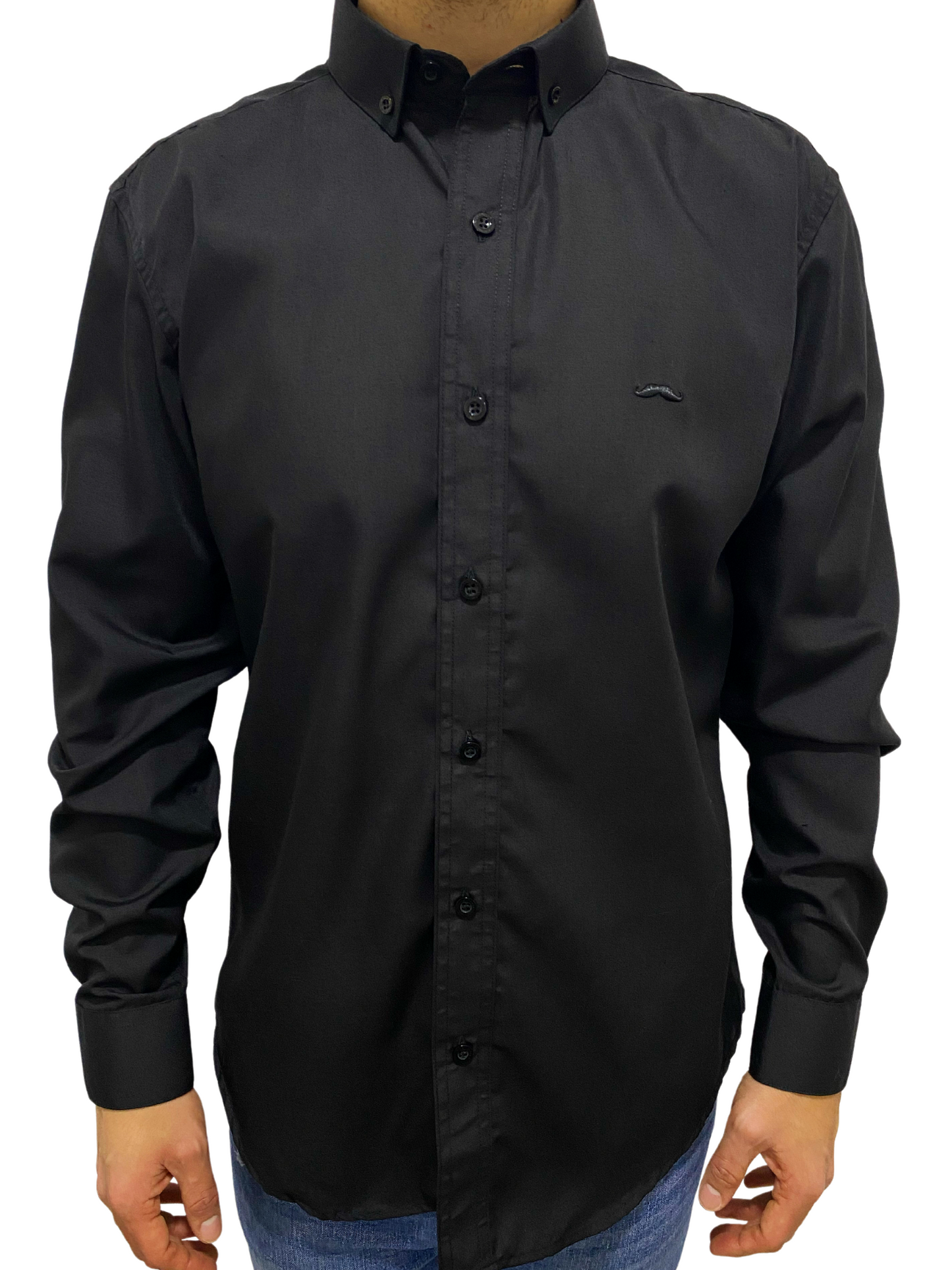 Camisa slim fit - Negro liso