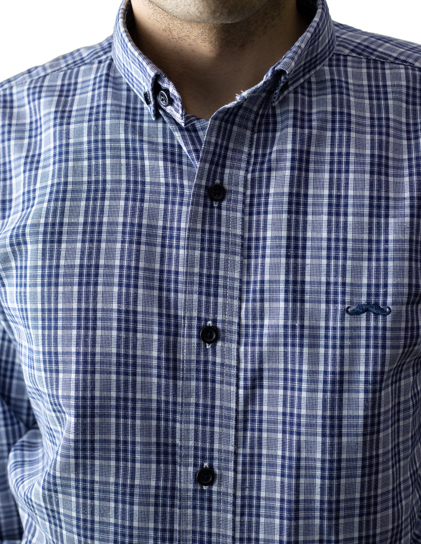 Camisa slim fit - Cuadro mora azul